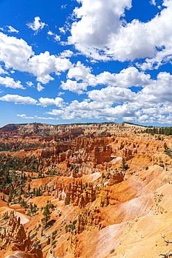 Scenic view of hoodoos and rock formations, Rim Trail near Sunrise Point, Bryce Canyon National Park, Utah, United States of America, North America