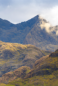 Black Cuillin Mountains as seen from the Elgol beach, Isle of Skye, Inner Hebrides, Scottish Highlands, Scotland, United Kingdom, Europe