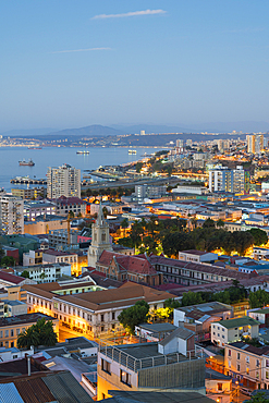 Church De Los Sagrados Corazones at twilight, Valparaiso, Valparaiso Province, Valparaiso Region, Chile, South America