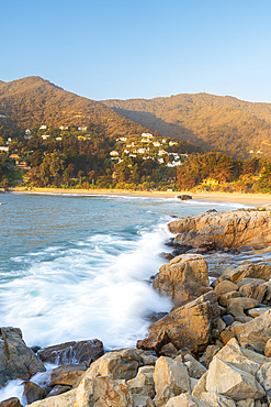 Zapallar beach at sunset, Zapallar, Petorca Province, Valparaiso Region, Chile, South America