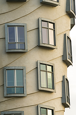 Detail of windows of Dancing House (Fred and Ginger), Prague, Bohemia, Czech Republic (Czechia), Europe