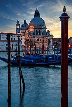 Sunset over the Basilica della Salute, Punta della Dogana, Venice, Italy