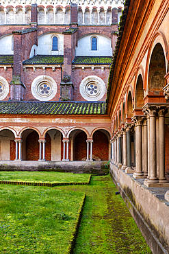 Cloister of Saint Andrew Gothic Church, Vercelli, Piedmont, Italy, Europe