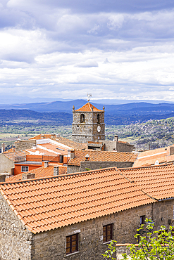 Europe, Portugal, Monsanto. Terra cotta roofs and rural Portugese landscape.