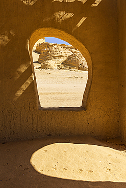 Wadi al Hitan, Faiyum, Egypt. February 20, 2022. Inside a sun shelter at Wadi el-Hitan paleontological site.