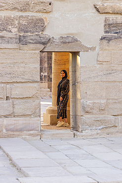 Agilkia Island, Aswan, Egypt. February 24, 2022. Guide at Philae Temple, a UNESCO World Heritage Site.