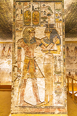 Valley of the Kings, Luxor, Egypt. February 26, 2022. Interior of the Tombs of Ramses VI in the Valley of the Kings at Luxor.