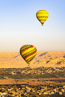 Luxor, Egypt. February 26, 2022. Hot air balloons taking tourist for a ride at Luxor.