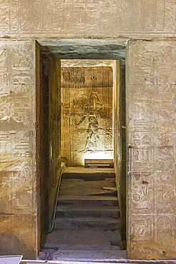 Edfu, Aswan, Egypt. February 25, 2022. Passageway in the Temple of Horus at Edfu.