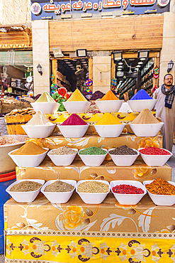 Thebes, Luxor, Egypt. February 24, 2022. Colorful spices for sale in Luxor.