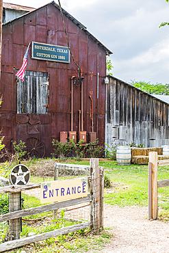 Sisterdale, Texas, USA. April 14, 2021. Historic cotton gin in the Texas hill country.