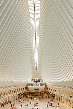 Manhattan, New York City, New York, USA. November 3, 2021. Interior view of the Oculus at One World Trade Center.