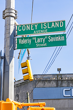 Coney Island, Brooklyn, New York City, New York, USA. Street signs in Coney Island.