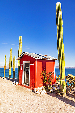 Playa el Burro, Mulege, Baja California Sur, Mexico. A small Catholic shrine on the Sea of Cortez.