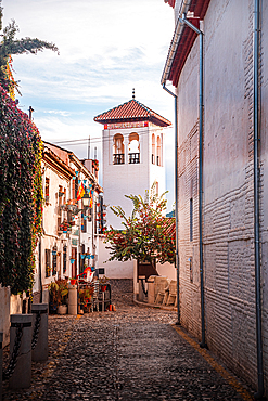 Early morning streets of albaycin in Granda old town. Near Mirado San Nicolas