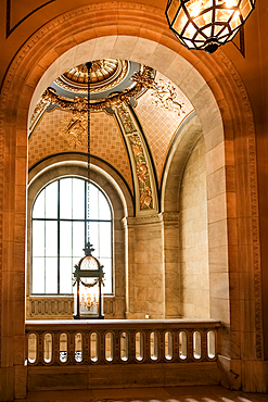 Architectural detail of the New York Public Library (NYPL), second largest in the USA and fourth largest in the world, New York City, United States of America, North America