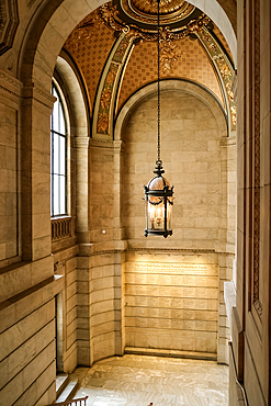 Architectural detail of the New York Public Library (NYPL), second largest in the USA and fourth largest in the world, New York City, United States of America, North America