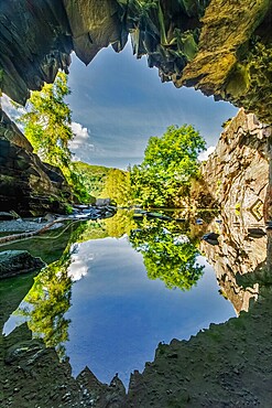 Reflections from Rydal Cave, Lake District National Park, UNESCO World Heritage Site, Cumbria, England, United Kingdom, Europe