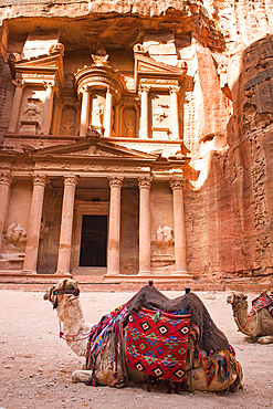 Al-Khasneh (treasory of the pharaoh), the iconic tomb of the Historic and archaeological Nabataean city of Petra, UNESCO World Heritage Site, Jordan, Near East, Southern Levant, West Asia