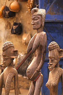 Wood sculptures in a Tammari (also known as Batammariba, Tamberma, Somba, Otamari) village, Atakora department, Benin, Gulf of Guinea, West Africa