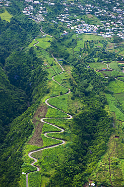 Aerial view over the West Coast,Reunion island,overseas departement of France,Indian Ocean