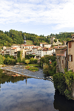 Village of Olliergues on the Dore river,Livradois-Forez Regional Nature Park,Puy-de Dome department,Auvergne region,France,Europe