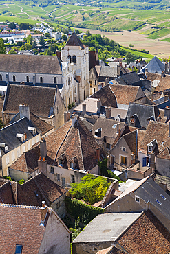 View of the city centre from the top of the Tour des Fiefs, Sancerre, Cher department, Historic province of Berry, Centre-Val de Loire region, France