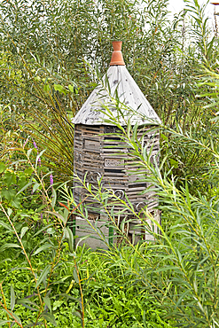 Insect hotel in a garden of the Marshes of the Yèvre and Voiselle, Bourges, Cher department, Province of Berry, Centre-Val de Loire region, France