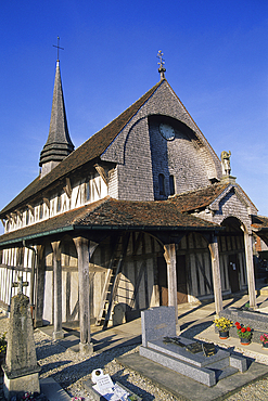 Timber-framed church Saint-Philippe-et-Saint-Jacques of Lentilles, Aube department, Champagne-Ardenne region,France,Europe