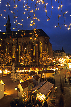 Christmas market,Dominicans square,Colmar,Haut-Rhin department,Alsace region,north-eastern France,Europe