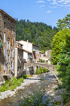 Herault River in the village of Valleraugue,Cevennes mountains,Gard department, Languedoc-Roussillon region,France,Europe