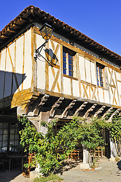 Timber-framed house in Bassoues.Gers department, Occitanie region, southwest of France,Europe