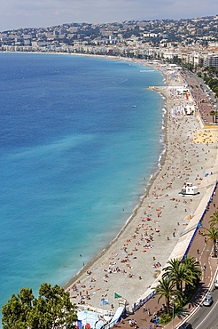 Overview o the Baie des Anges from a Castle's terrace, Nice,Alpes-Maritimes department,Provence-Alpes-Cote d'Azur region,southeast of France,Europe.