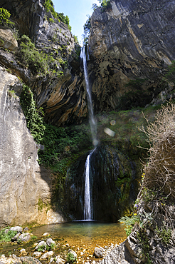 Waterfall in Loup River gorges,Alpes-Maritimes department,Provence-Alpes-Cote d'Azur region,southeast of France,Europe.