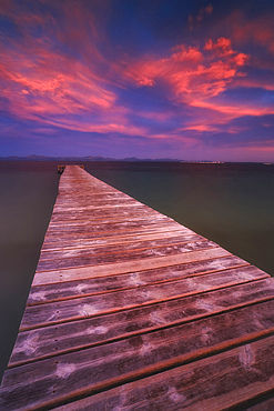 Alcudia Beach pier in Mallorca, Spain.