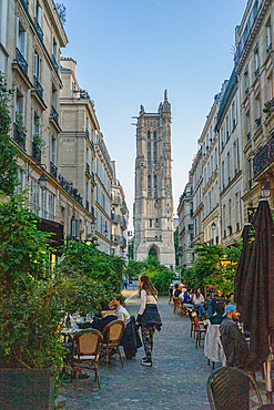 View of Tour Saint-Jaques, at twilight in summer