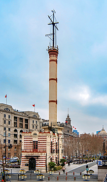 The Gutzlaff Signal Tower (built 1883) on the Bund, Shanghai, China. It is one of the two remaining Alonobo-style buildings in the world.