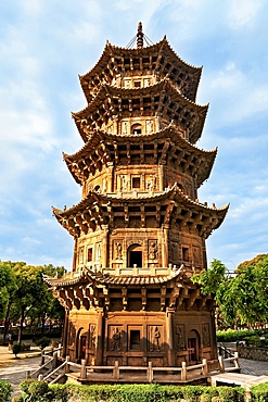 East Pagoda of Kaiyuan Temple, Quanzhou, Fujian Province, China. The pagoda was first built in 865 A.D. (rebuilt 1250). The temple was first built 686 A.D. It is one of the serial sites within Quanzhou: Emporium of the World (UNESCO).