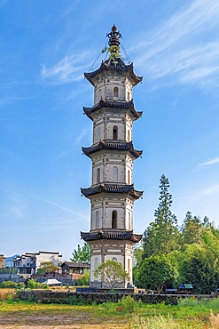 Yunmen Pagoda, Bishan Village, Huangshan City, Anhui, China. The 36.4m pagoda was built in 1782 and is under cultural protection.