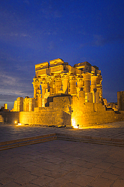 Ancient Temple of Kom Ombo at dusk, Aswan, Egypt