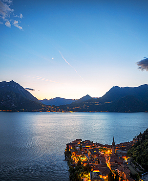 Varenna at dusk, Lake Como, Lecco province, Lombardy, Italy