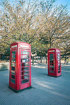 Red telephone boxes, Buenos Aires, Argentina