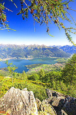 Lake Como and Colico town seen from Monte Legnoncino, Lombardy, Italy