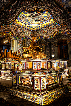 Statue and decorations, Khai Dinh Tomb, Hue, Central Vietnam. (MR)