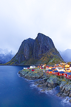Fishing huts in the coastal village of Hamnoy, Reine, Lofoten Islands, Norway