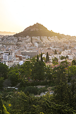 View from Lycabettus Hill towards Athens city, Attica, Greece
