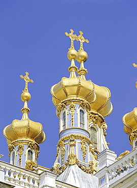 Cupolas of the Royal Chapel, Catherine Palace, Pushkin, Russia, Europe