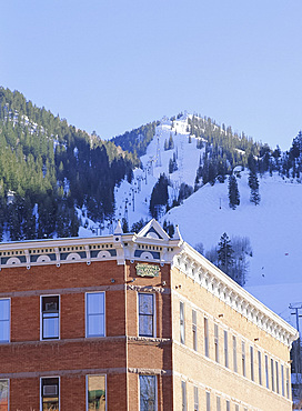 Aspen Mountain and old building, Aspen, Colorado, USA