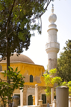 The Tzami Tou Mourad Reis Mosque and Muslim cemetery, Rhodes Town, Rhodes, Dodecanese, Greek Islands, Greece, Europe