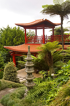 A Japanese style pavilion in The Monte Palace Tropical Garden, Madeira, Portugal, Europe